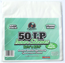 50 Frosted Anti-Static Inner Sleeves for 12" LP Vinyl Records   Square