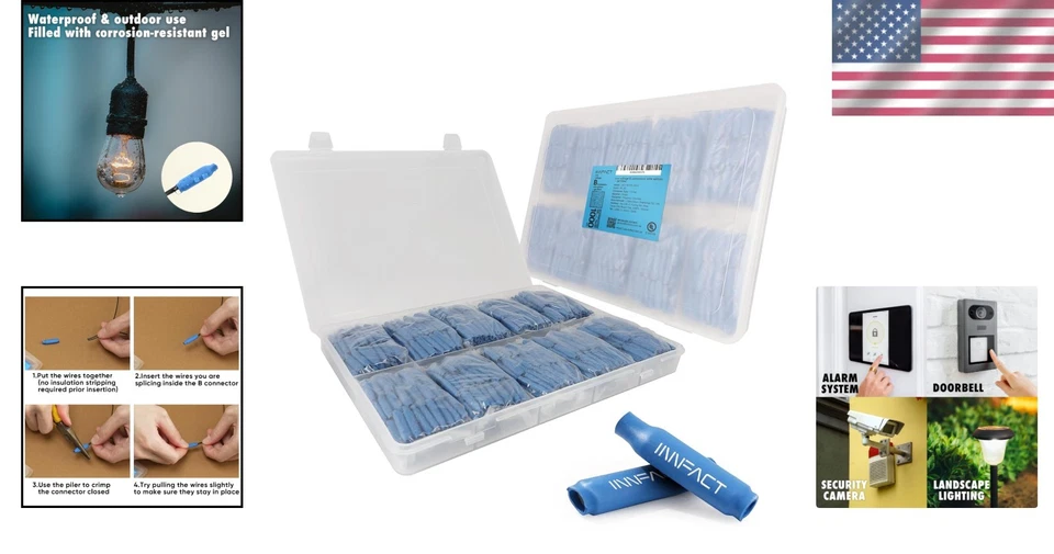 Reliable Waterproof Crimp Connectors - 1000 Pack for Low Voltage Applications - Image 2 of 4