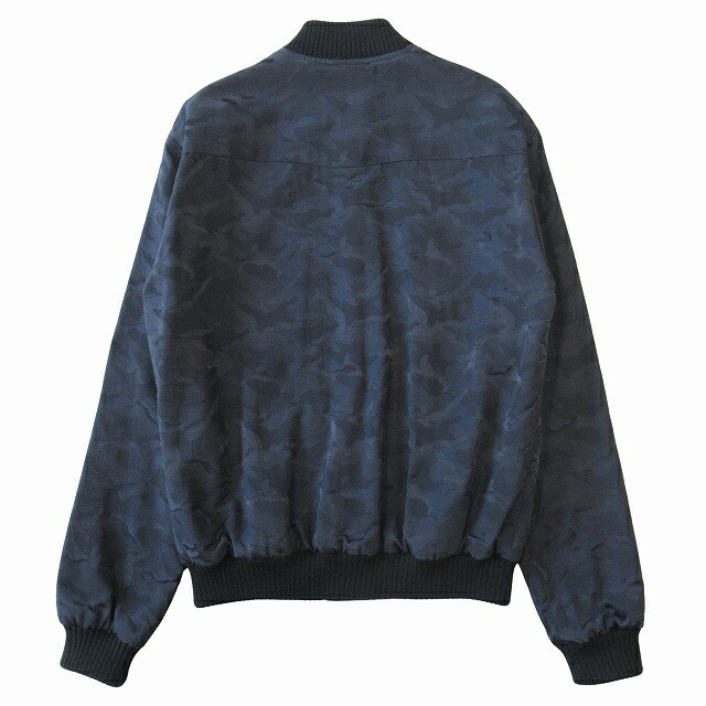 Giubbotto bomber Saint Laurent Paris cotone mimetico blu navy taglia 44