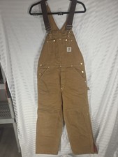 Carhartt Bib Work Overalls Men's Size 32x30 Duck Canvas Double Knee
