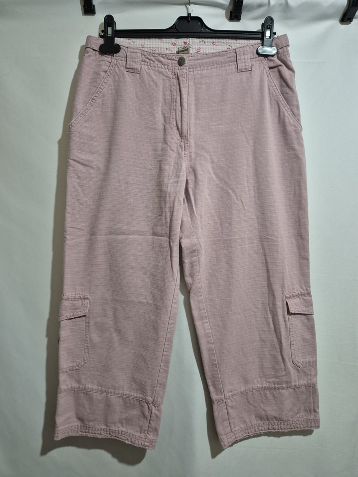 Weird Fish Pink Cropped Cargo Trousers 12 W32 Combat Capris 3/4 Length Dusk Rose