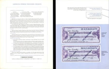 American Express Travelers Cheques Folder - Specimen Amex Checks - Specimen St