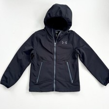 Under Armour Boy's Coldgear Front Zip Hooded Jacket Black Size Youth Small