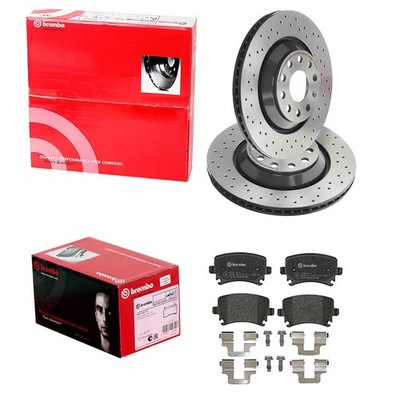 brembo BREMSSCHEIBEN + BELÄGE HINTEN passend für VW GOLF 5 6 R 3,2 AUDI A3 V6 S3