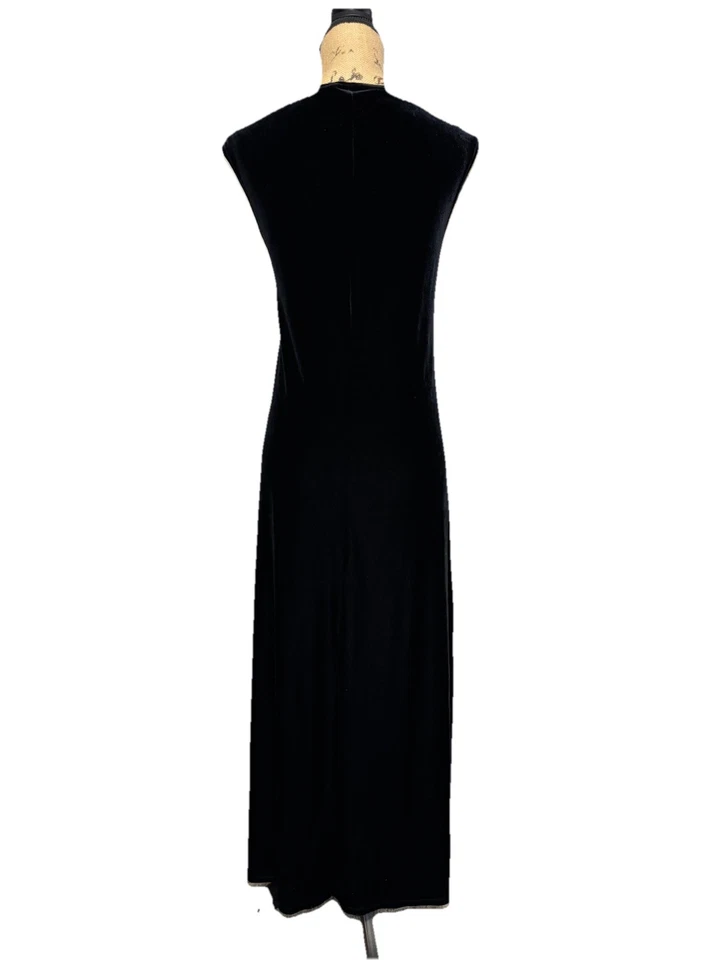 KATHIE LEE Vtg Black Velvet Maxi Dress Sparkle Fairy Goth Grunge Holiday Glam XL - Image 4 of 4