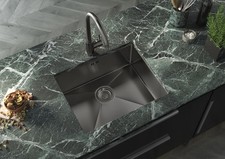 Liquida EL540GM 1.0 Bowl Gun Metal Grey Undermount Kitchen Sink 540 x 440mm