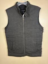 NWTs BANANA REPUBLIC Factory Cotton Gray Herringbone Quilted Zipper Vest Size M