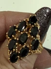 VTG GOLD PLATED & STONE COCKTAIL RING, Sz 8 1/2 - COSTUME JEWELRY