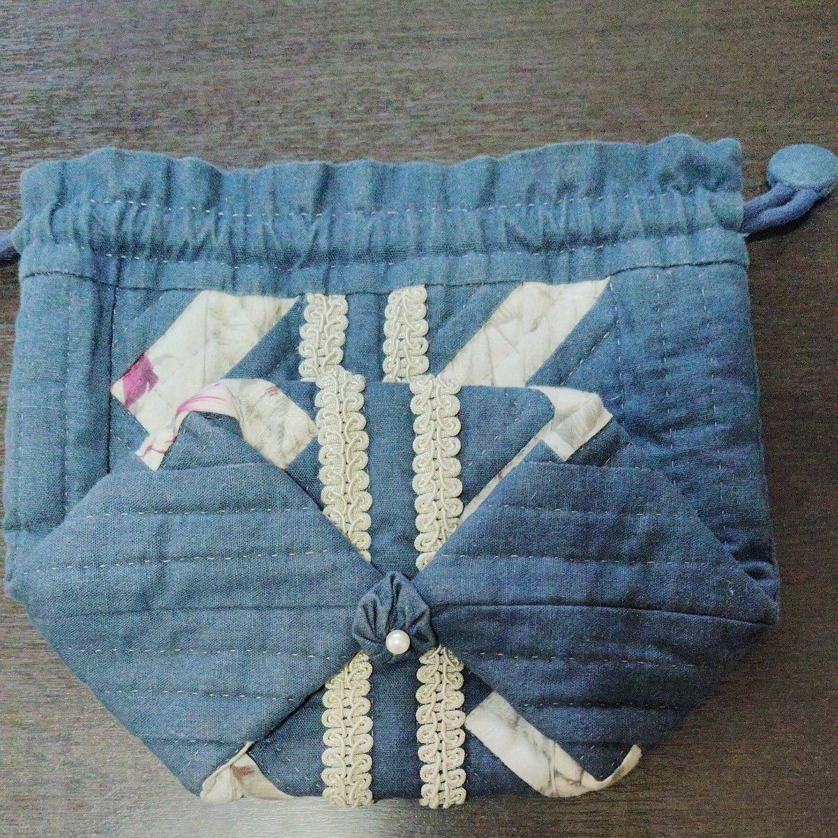 Patchwork Drawstring Bag Floral Quilt Pouch Acces… - image 6