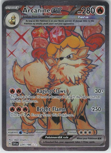 Arcanine ex 224/198 Scarlet & Violet Base Set Full Art Ultra Rare
