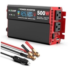 500 Watt Power Inverter 12V DC to 110V/120V AC Inverter with LCD 500W Black