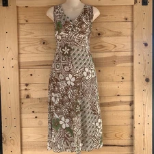 Y2K Breakin Loose Midi Babydoll Dress 14 Boho Fairycore Floral Brown Green