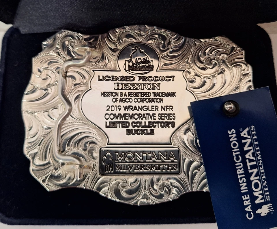 Hebilla de cinturón Hesston 2019 Wrangler NFR Montana Silversmiths Limited Collectors Foto 3 de 4