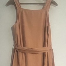 Madewell Apron Tie Waist A-Line Midi Dress Women’s 10 Linen Cottagecore