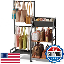 Homsorout Purse Organizer for Women - 3-Tier Storage Stand 12 Fixed Hooks, Vis