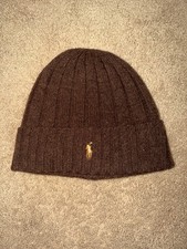 Polo Ralph Lauren Men's Merino Wool Blend Cuffed Brown  Beanie O/S Fits All NWT 