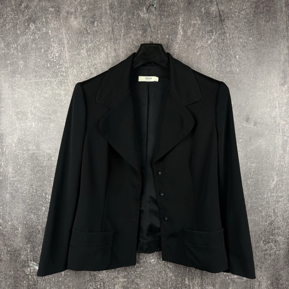 Prada button blazer jacket size 48 luxury old money black - Image 3 of 4