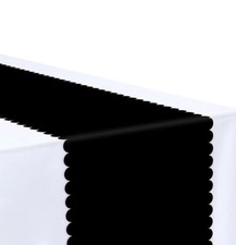 Table Runner 14 x 108 Plastic Table Runner for Birthday 6 Pcs Black Scalloped