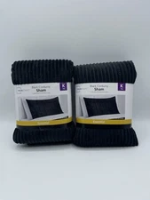 Mainstays Sham Single Quilted King Black Corduroy  Fits 20"x36" Lot Of 2