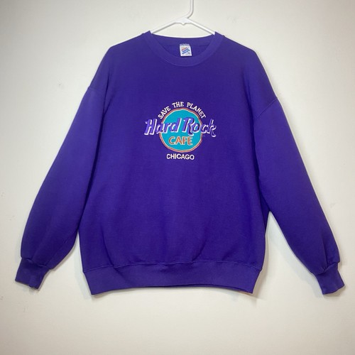 90'S Jerzees Hard Rock Cafe Advertising Sweatshirt, Made in USA, Men's Size XL cotton gray type Vintage Second Hand