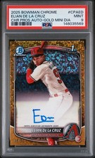 2025 Bowman Chrome  Autograph #/50 Gold mini diamond Elian De La Cruz psa 9