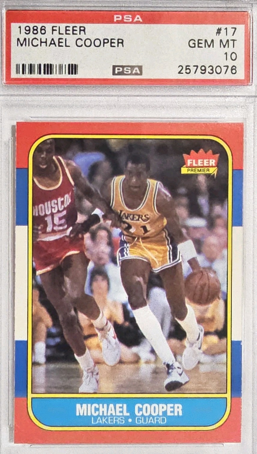 1986 Fleer Basketball #17 Michael Cooper PSA 10 GEM MINT LAKERS view 3