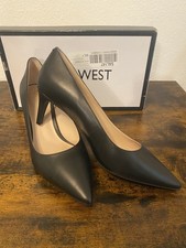 Nine West Women's Black Leather High Heel Dress Shoes Size 9M New With Box 