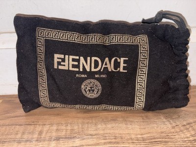 Fendace Roma Milano Black Drawstring Dust Bag Pouch Versace Fendi Luxury Log Bag