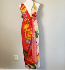 FARM Rio Cover Up Wrap Dress Women’s Size M Multicolor Mixed Fruits Ocean Resort