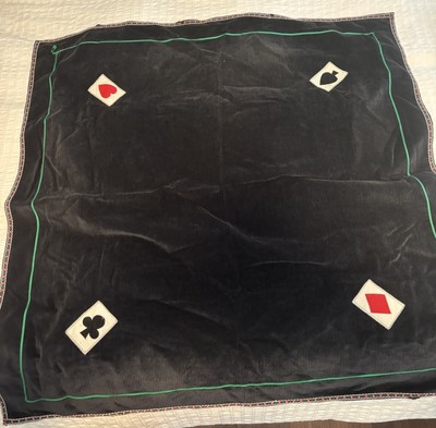 VTG Table Cloth Cover Bridge Poker Playing Card Design Light Blue Color 42 x 42 