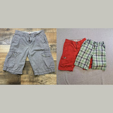 Boys Khaki Shorts Lot of 3 SZ 12 Levis Red Gymboree Plaid Adjustable Waist