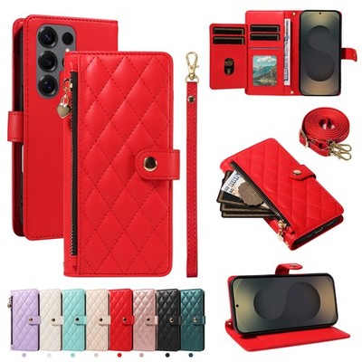 For Samsung Galaxy Note 20 Ultra 10 9 A55 Solid Color Zipper Wallet Phone Case