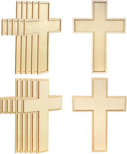 12 Inch 12 Pack Unfinished Wooden Cross Unpainted Wood Layered Framed Cross