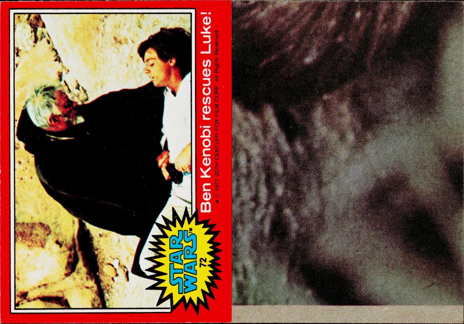 Ben Kenobi rescues Luke! #72 Star Wars 1977 Topps trading card — raw and PSA graded price guide