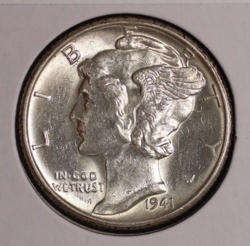 Mercury Silver Dime. 1941 D. Brilliant Uncirculated. Lot # 9061-5-07