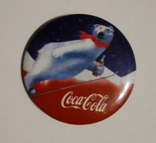 Coca-Cola BUTTON--PIN BACK--SKI BEAR  1 3/4"