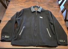VTG Cisco Systems Employee Wool & Leather Jacket Coat 2000s XXL iD Wear YKK Zip