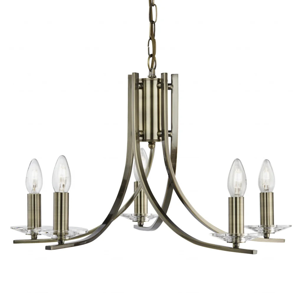Ceiling Light Brass Ascona 5 Antique Searchlight 4165-5AB