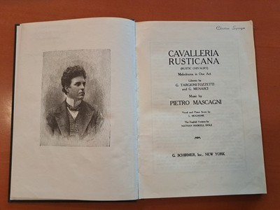 Mascagni: CAVALLERIA RUSTICANA. Vocal and Piano score. Schirmer 1891. Very good