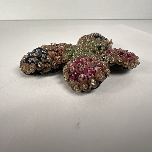 Vintage Antique Sequin Butterfly Stuffed Fabric Pin or Brooch 3" Wide - Picture 2 of 5