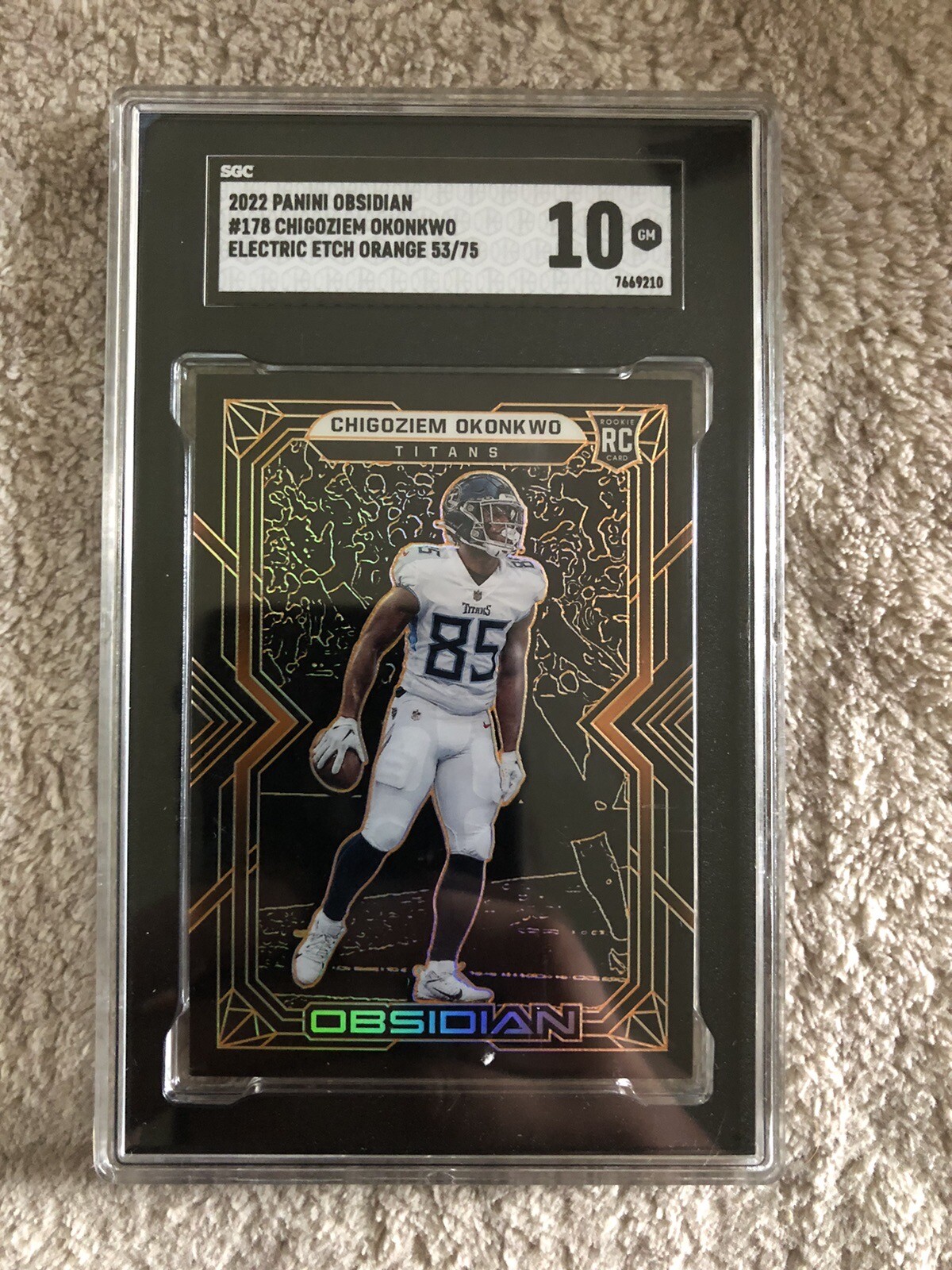 Chigoziem Okonkwo Panini Obsidian #178 Electric Etch Orange