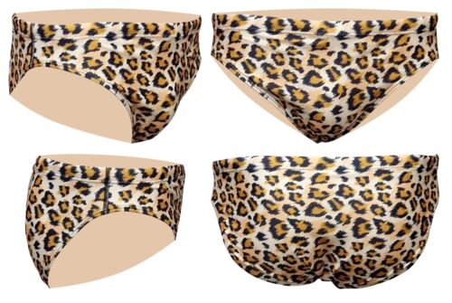 ACCLAIM Classic Leopard Print Sports Fit 6 cm Brief Swimming Trunks Mens 2025 - Picture 4 of 7