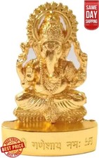 Lord Ganesh & Goddess Mata Yantras Thali Metal Statue Wealth Luck Happiness Idol