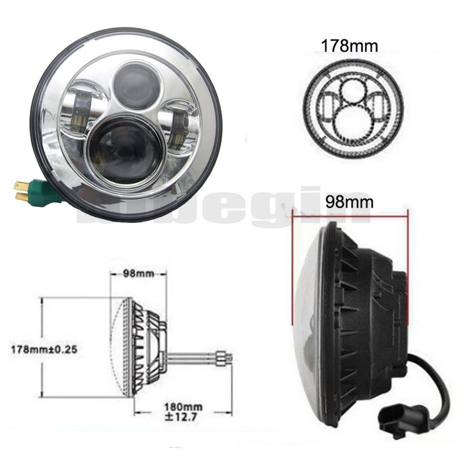 Farol de LED 7" + 2x 4,5" farol de neblina lâmpada de passagem para motocicleta Harley Davidson - Imagem 4 de 4