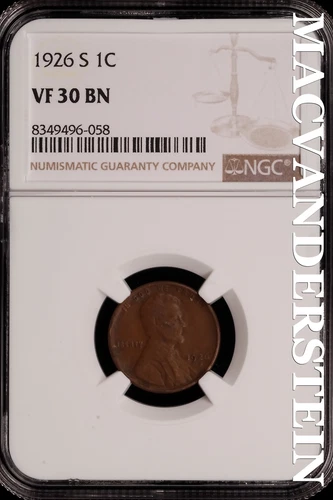1926-S Lincoln Wheat Cent - NGC VF 30 BN - Scarce  No Reserve  #SLH191