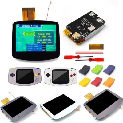 MARKENLOS Hispeedido GBA IPS V5 LCD Kits W/1800mAh battery For Game Boy Advance Housing