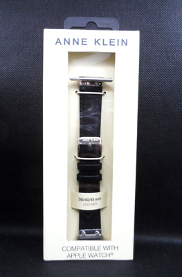 Anne Klein Black Leather Replacement Band for Apple Watch 38/40/41mm