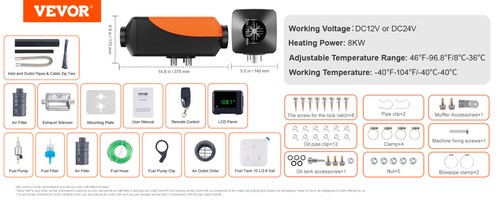 12V Diesel Air Heater with Remote, Low Noise, for RVs, Trucks, and Boats - Picture 19 of 24