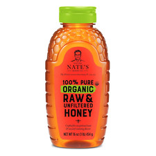 Nate's Organic 100 Pure, Raw Unfiltered Honey - USDA Certified Organic - 16oz