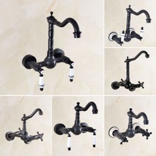Black Oil Rubbed Brass Kitchen Faucet Bathroom Sink Mixer Tap Wall Mount ezh028
